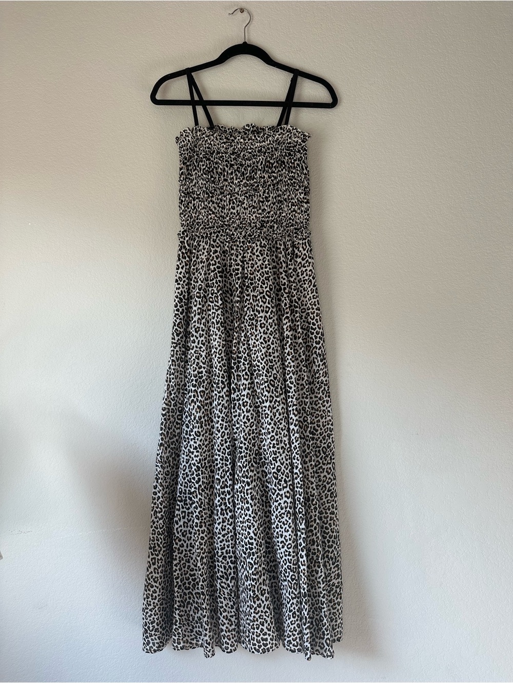 J.Crew Smocked Maxi Dress Leopard Print Cotton Voile Size S CP126 NWOT